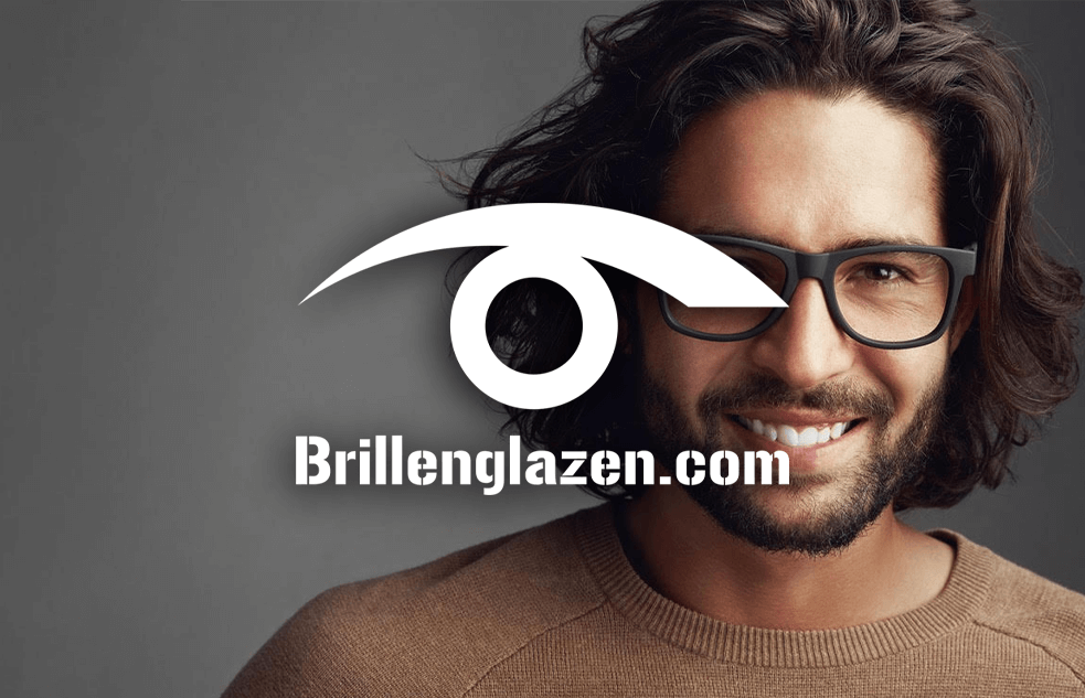 BrilGl_HB Brillenglazen logo op een foto van een man met bril